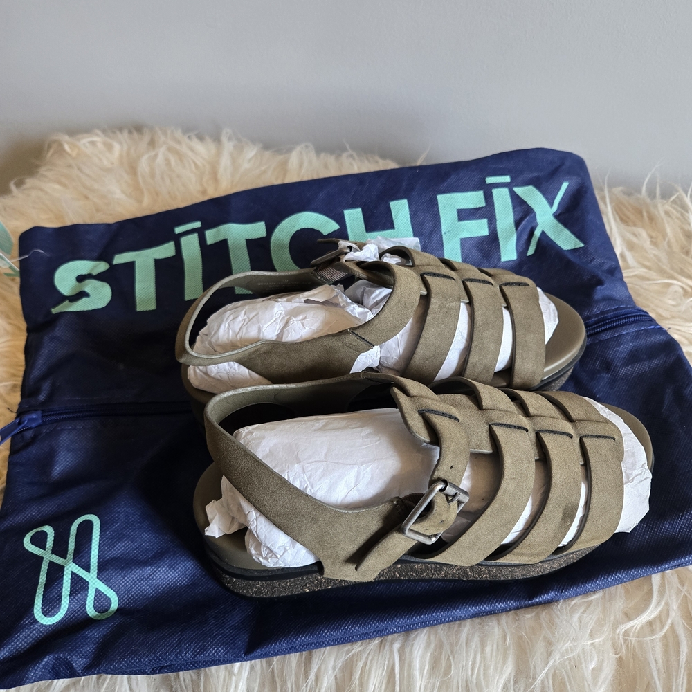 MIA Olive Green Strappy Platform Sandals with Buckle Size 7 - Picture 2 of 5